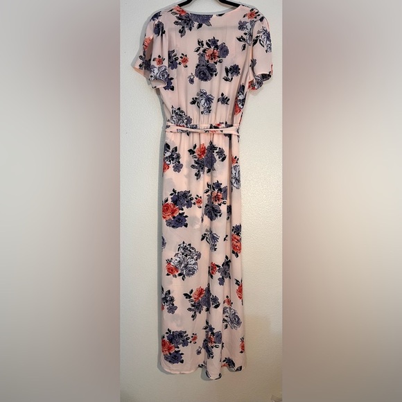 Candie’s Floral Faux Wrap Maxi Romper Dress – Size L - Picture 2 of 6